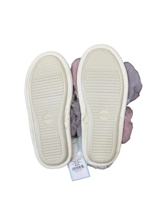 Cat & Jack Crisscross Faux Fur Slippers Blush, Purple & Cream SZ YOUTH 2/3 & 4/5 - Picture 2 of 2